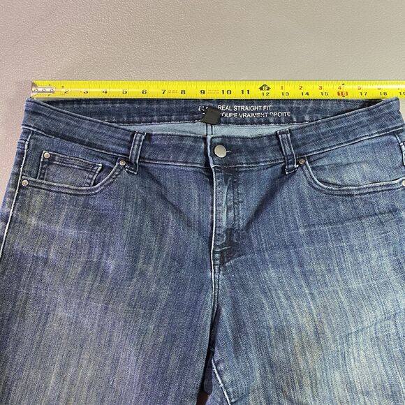 GAP Jeans Real Straight Fit Classic Denim Mid Rise Dark Denim Womens 16 33 Blue - Picture 4 of 9